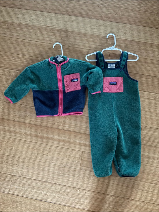 Patagonia Other - Patagonia Kids synchilla matching set Fleece Jacket with bib Overalls